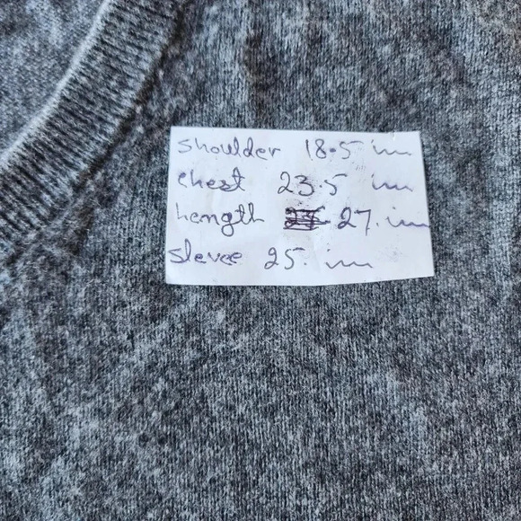 Lands' End 100% Cashmere Sweater Gray V-Neck Long Sleeve Pullover Size Large - Picture 6 of 11